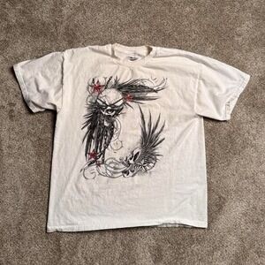 WHITE HELIUM Y2K STYLE "SKULL" GRAPHIC TEE